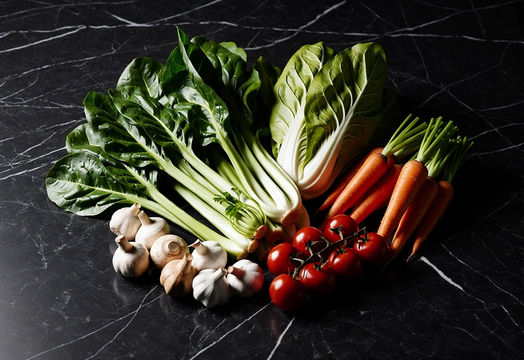 Vegetales frescos en cocina profesional